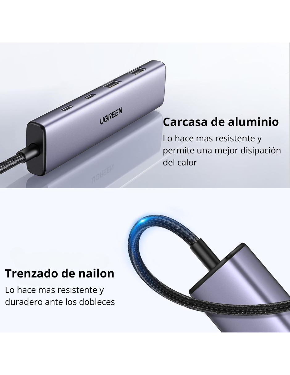 Foto 9 pulgar | Hub Usb-c 4 En 1 Cm473 Ugreen 2 Usb-a 3.0 Y 2 Usb-c 5gbps