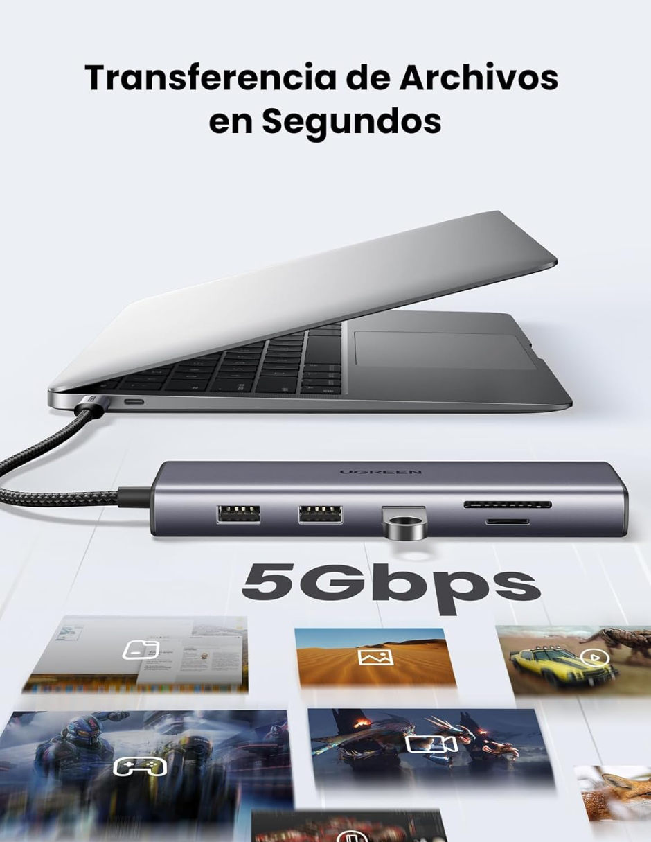 Foto 7 pulgar | Hub 10 En 1 Ugreen 3 Usb-a, 1 Usb-c, 1 Hdmi 4k/60hz, Sd/tft, Ethernet, Vga Y Jack 3.5