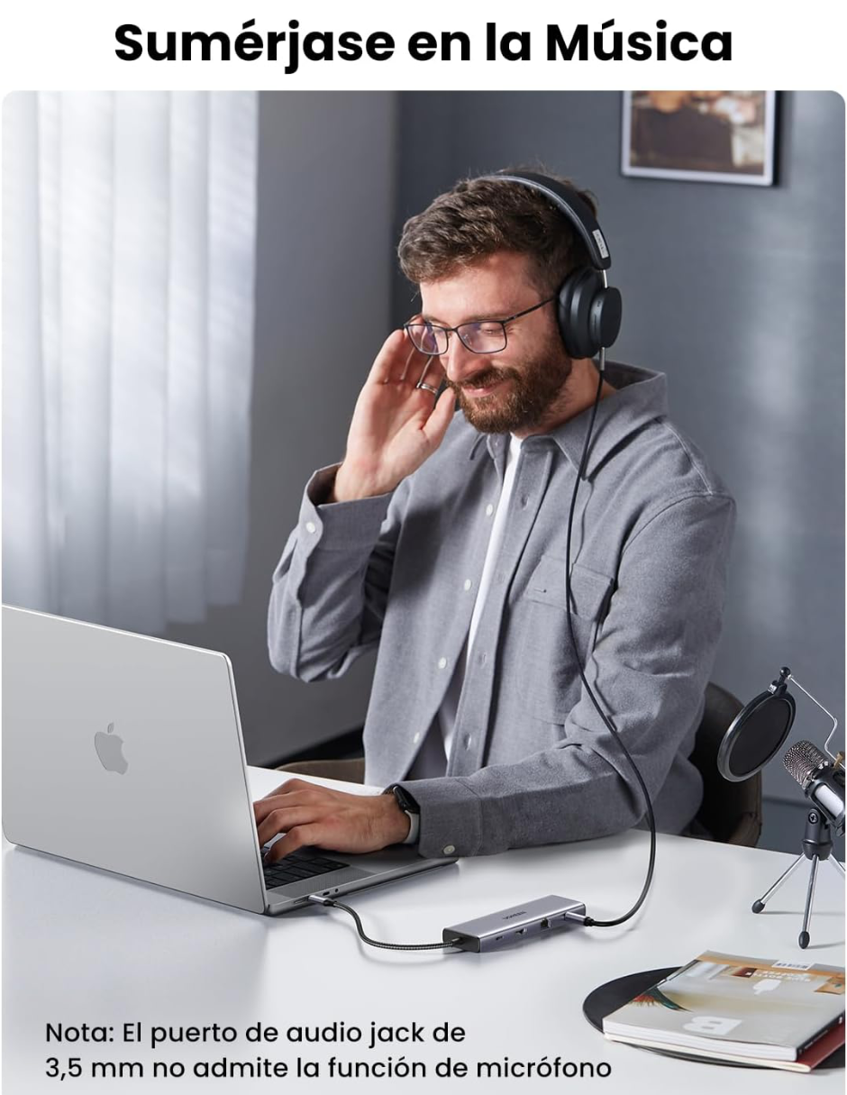 Foto 9 pulgar | Hub 10 En 1 Ugreen 3 Usb-a, 1 Usb-c, 1 Hdmi 4k/60hz, Sd/tft, Ethernet, Vga Y Jack 3.5