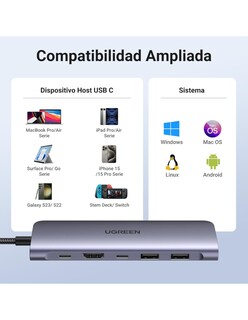 Foto 3 | Hub Usb-c 7 En 1 Ugreen 2 Usb-a, 2 Usb-c, 1 Hdmi 4k/60hz Y Sd/tft