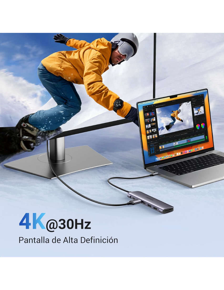 Foto 6 pulgar | Hub Usb-c 7 En 1 Ugreen 2 Usb-a, 2 Usb-c, 1 Hdmi 4k/60hz Y Sd/tft
