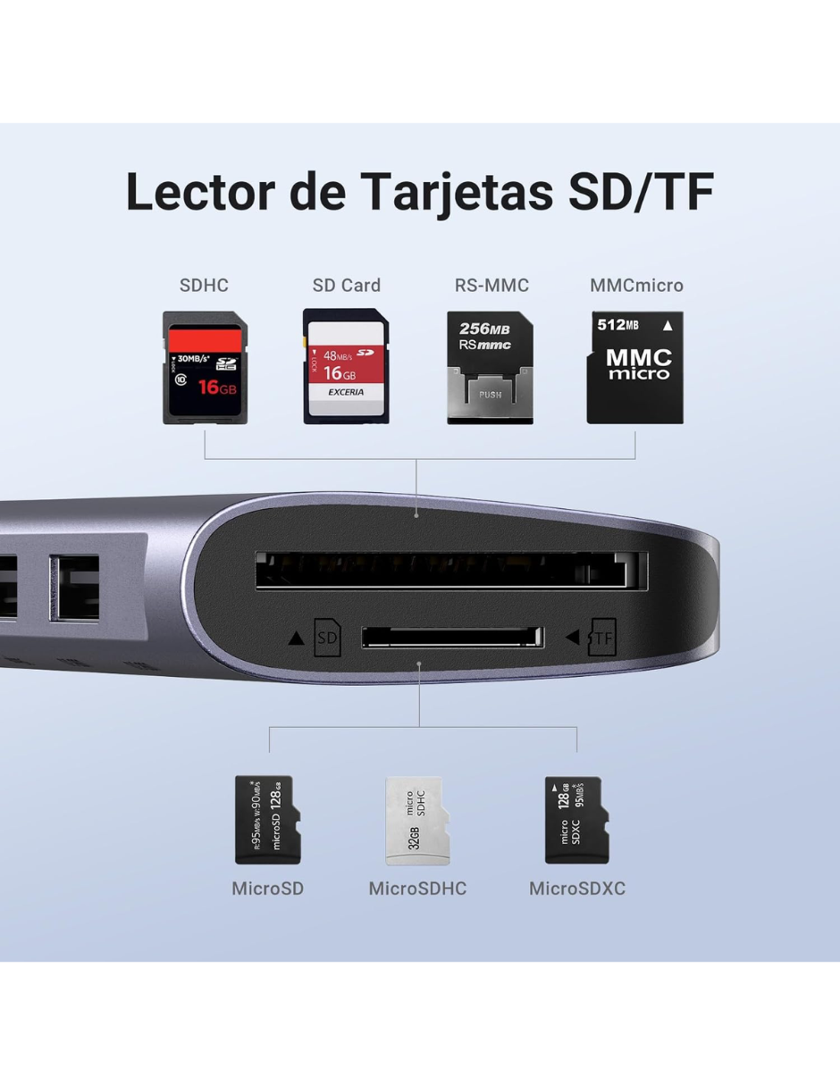 Foto 8 pulgar | Hub Usb-c 7 En 1 Ugreen 2 Usb-a, 2 Usb-c, 1 Hdmi 4k/60hz Y Sd/tft