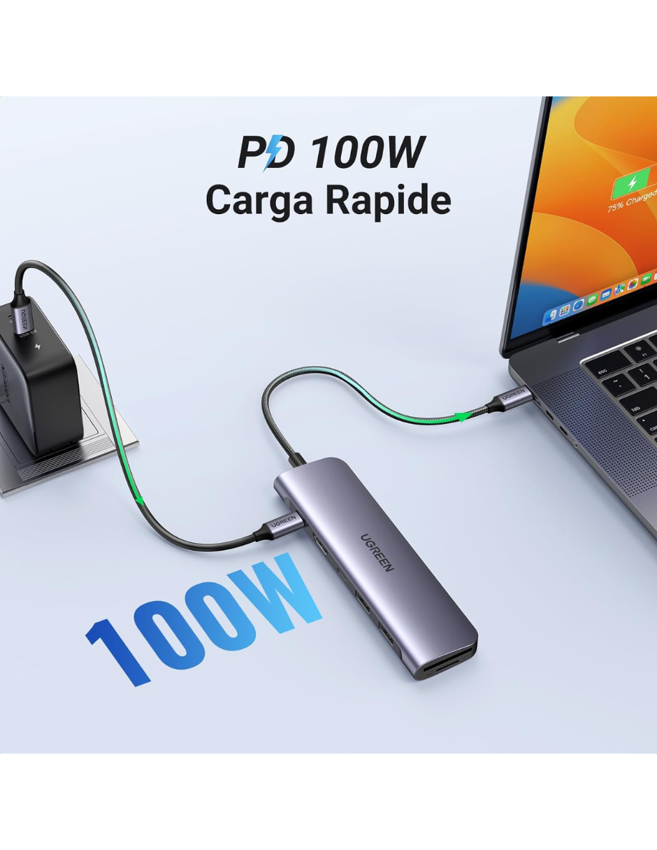 Foto 9 pulgar | Hub Usb-c 7 En 1 Ugreen 2 Usb-a, 2 Usb-c, 1 Hdmi 4k/60hz Y Sd/tft