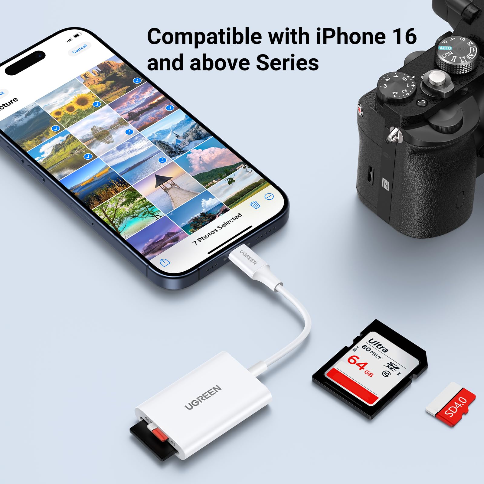 Foto 5 | Lector De Tarjetas Sd Usb C Tarjeta De Memoria Ugreen 2 En 1 Para Iphone - Venta Internacional.