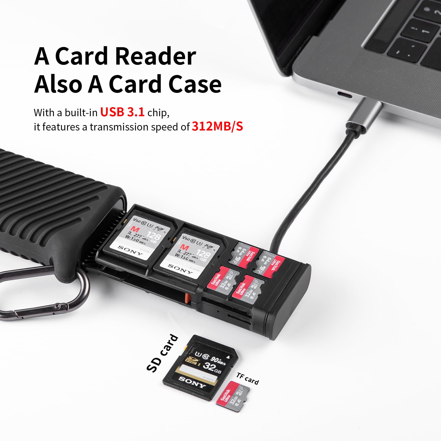 Foto 2 | Lector De Tarjetas Sd+funda Para Tarjetas De Memoria Pgytech Createmate - Venta Internacional.