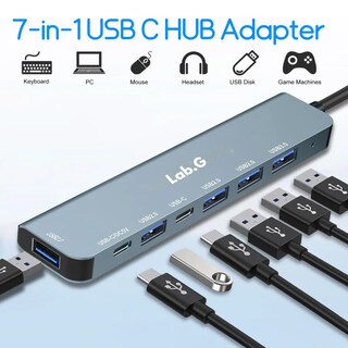 Foto 2 | Adaptador Usb Para Laptop Usb 3.0 5gbps 7 En 2 Hub Usb C Lab.g Gris