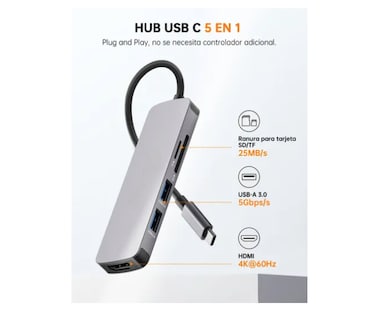 Foto 2 | Hub Usb C 5 En 1 Xtellar Adaptador Hdmi 4k