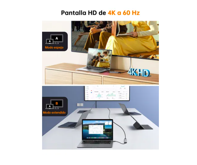 Foto 4 pulgar | Hub Usb C 5 En 1 Xtellar Adaptador Hdmi 4k