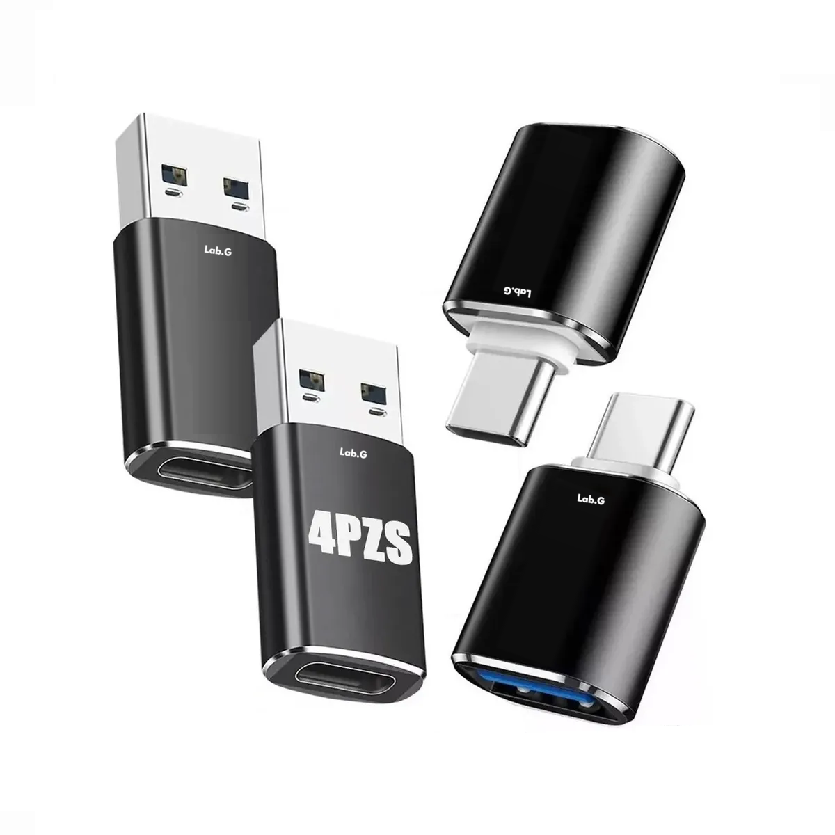 Foto 2 pulgar | 4 Piezas Adaptador Otg Usb Tipo C A Usb 3.0 5gbps Lab.g Negro
