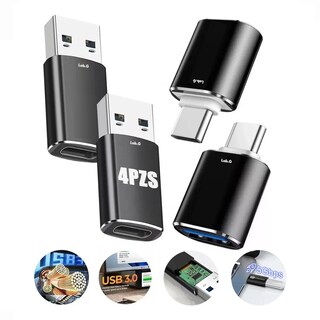 Foto 3 | 4 Piezas Adaptador Otg Usb Tipo C A Usb 3.0 5gbps Lab.g Negro