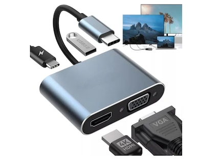 Foto 1 | Adaptador Xtellar Usb C A Hdmi Vga Usb3.0 4k 4 En 1