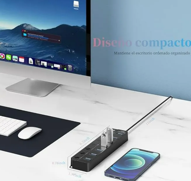 Foto 5 pulgar | Xtellar  Multi Usb 3.0 Hub De 7 Puertos Con Interruptores Led Individuales