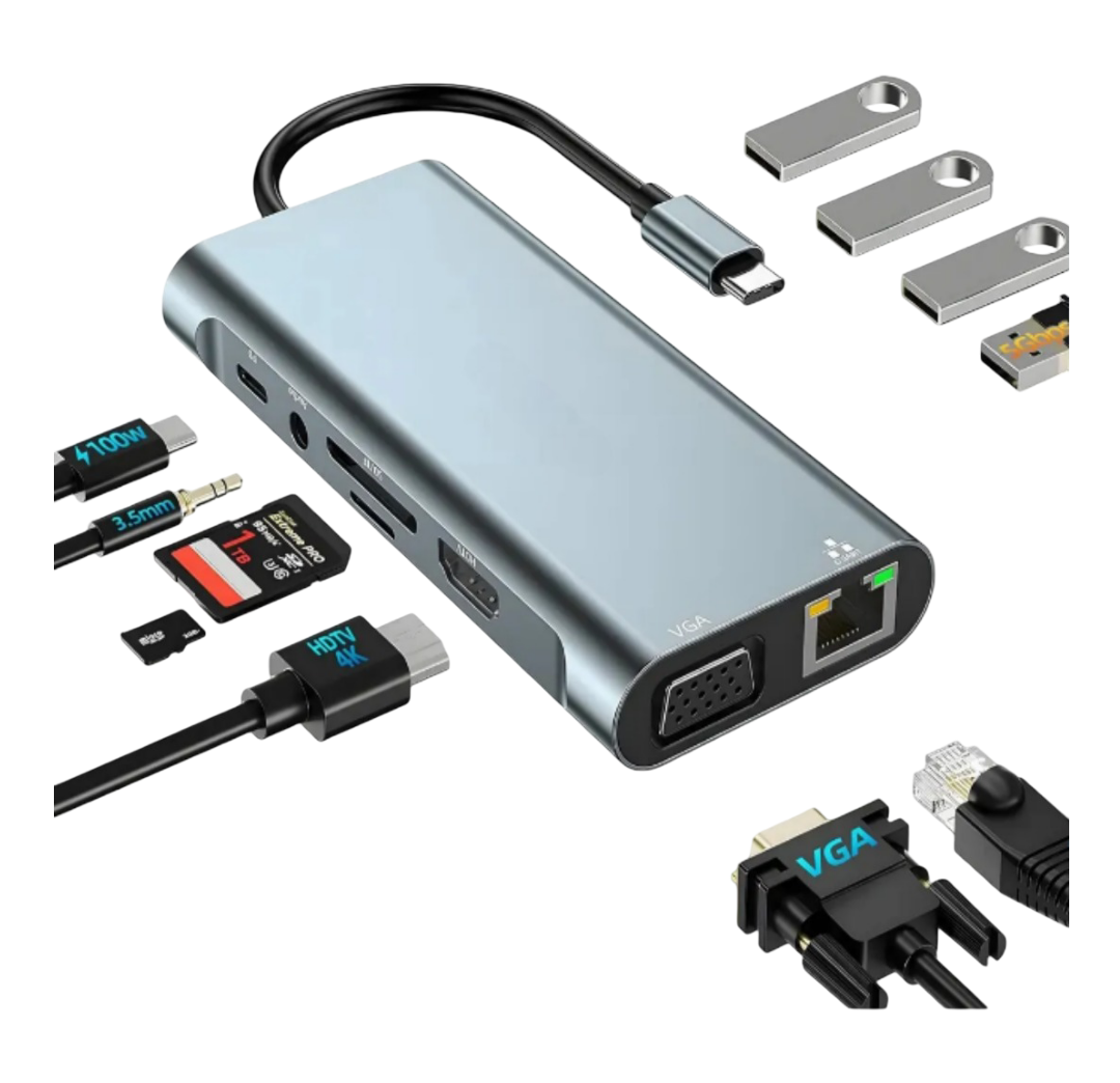 Estación De Acoplamiento Xtellar  Adaptador Multipuerto Usb-c Con Docking Station Y Carga Ultra Rápida