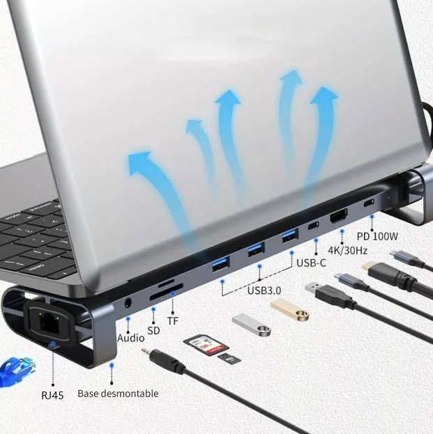 Foto 4 pulgar | Xtellar Adaptador Usb Tipo C 10 En 1: Potencia En 4k Hdmi  Ethernet Y Carga Ultra-rápida