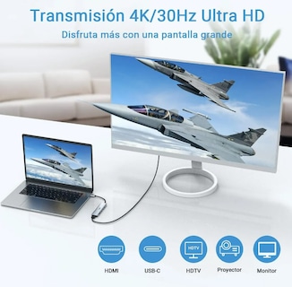 Foto 4 | Xtellar Adaptador Multipuerto 7 En 1 Hub Usb Tipo C Con Hdmi 4k Y 3 Puertos Usb 3.0: Elevando Tu Experiencia Digital