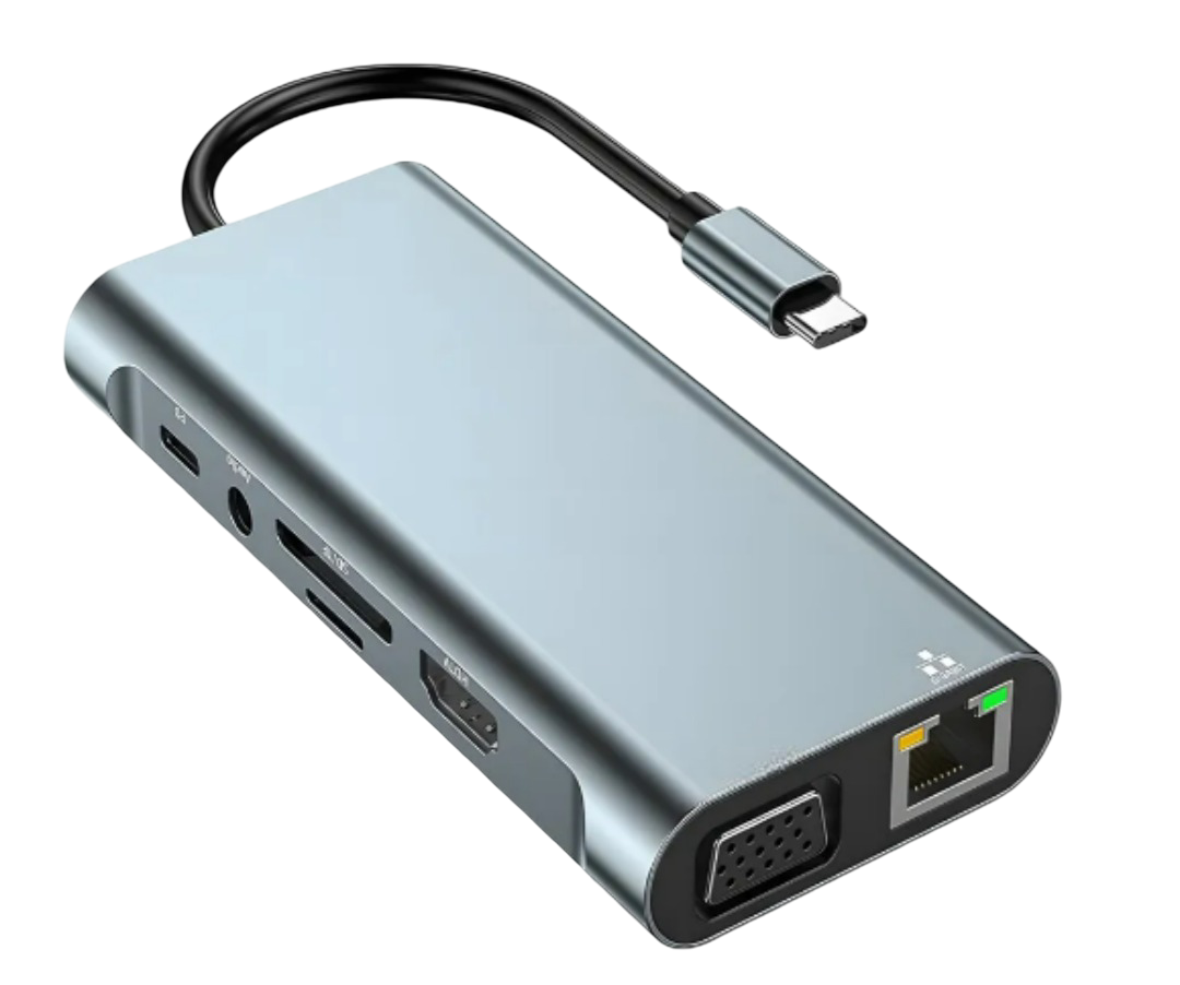 Estación De Acoplamiento 11 En 1 Xtellar: Hub Usb-c Con Hdmi 4k  100w De Carga Rápida  Vga Y Rj45 Ethernet