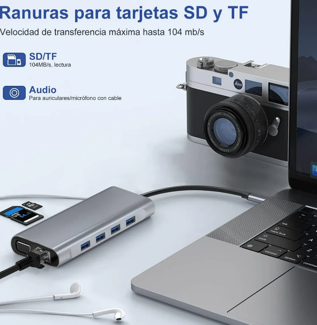 Foto 3 pulgar | Estación De Acoplamiento 11 En 1 Xtellar: Hub Usb-c Con Hdmi 4k  100w De Carga Rápida  Vga Y Rj45 Ethernet