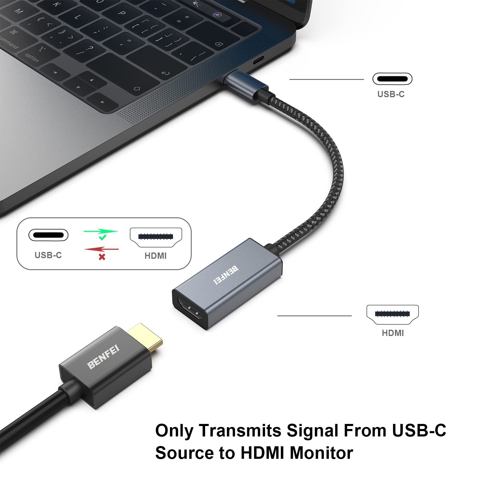 Foto 2 | Adaptador Usb C A Hdmi Benfei 4k @60hz Para Iphone 15 Pro/max - Venta Internacional.
