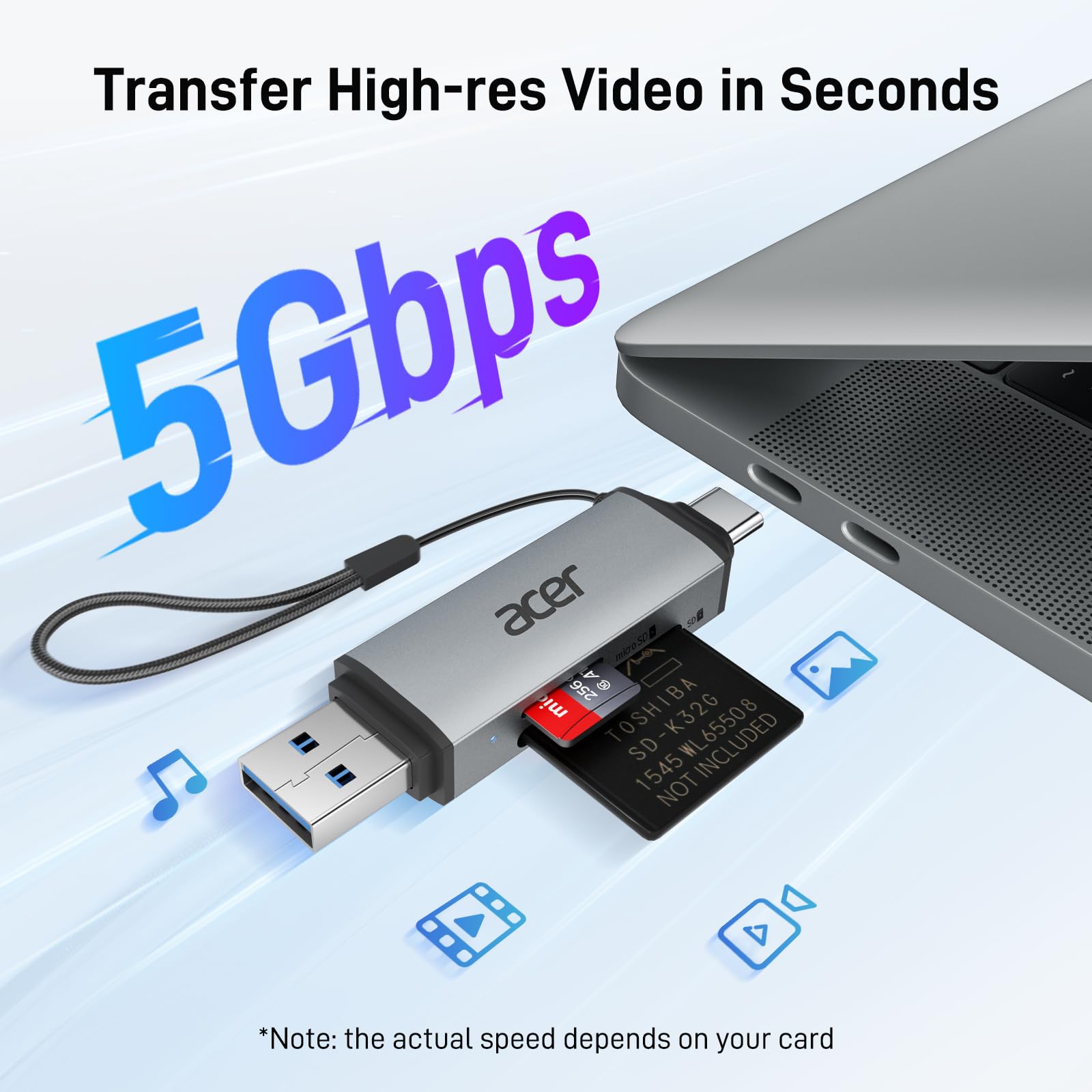 Foto 3 pulgar | Lector De Tarjetas Sd Acer Usb C Con Doble Ranura Usb 3.0 Tipo C - Venta Internacional.