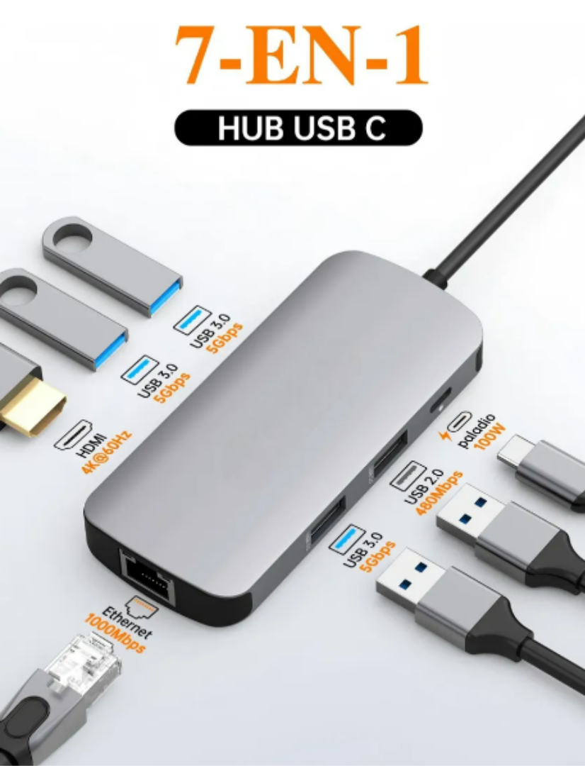 Foto 3 | Hub Usb-c Xtellar 7 en 1  Adaptador Premium 4k Hdmi y Ethernet Para Multitasking