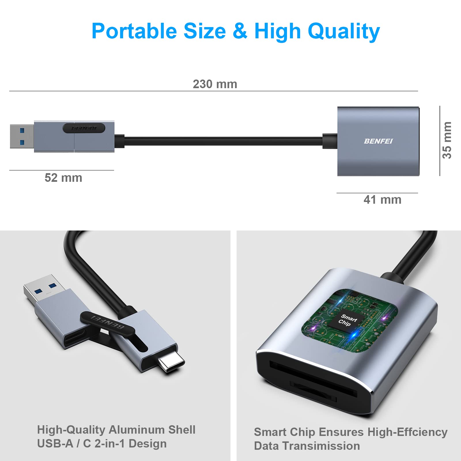 Foto 7 | Lector De Tarjetas De Memoria Benfei Usb Type-c/type-a Para Iphone Mac - Venta Internacional.