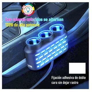 Foto 2 | Adaptador Múltiples Puertos Usb Cargador De Coche Con Luces Belug Negro