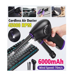 Foto 2 | Kit Limpieza Pc Inalámbrico Plumero Aire Soplador 45000rpm Negro Línea Morado