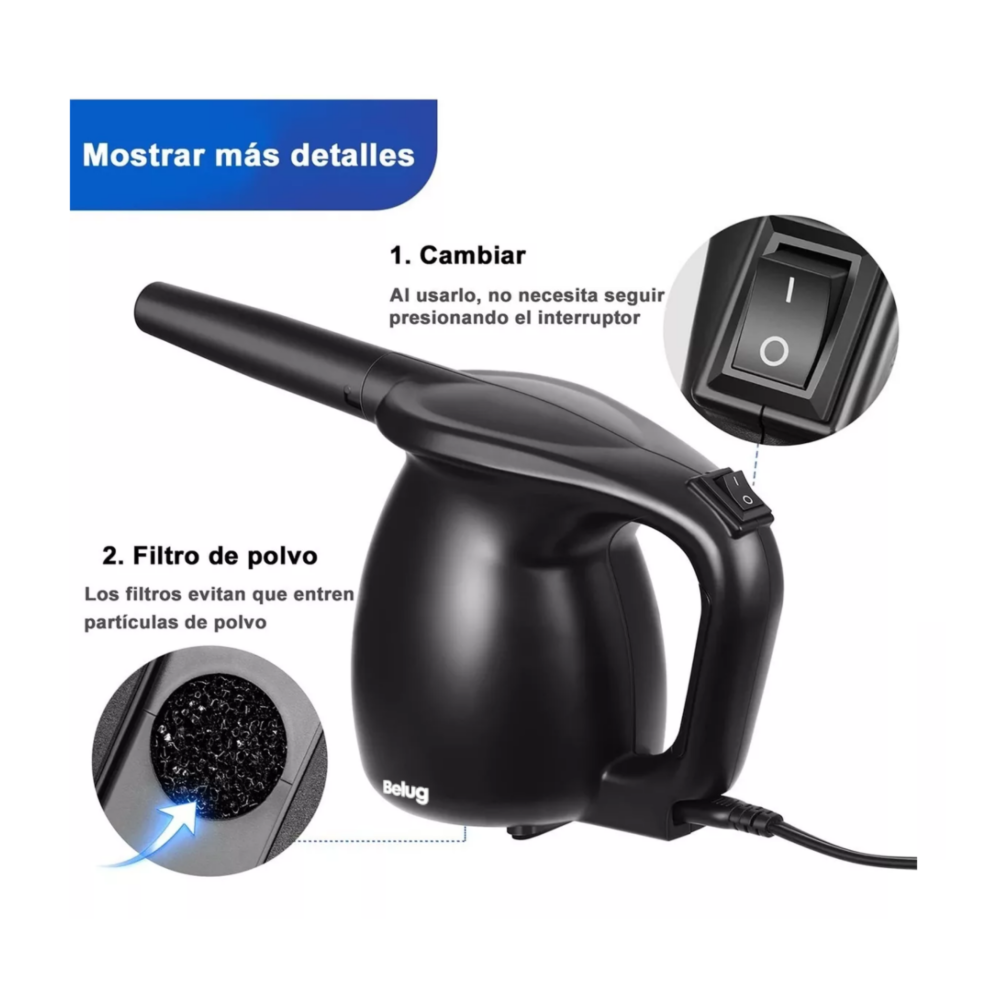 Foto 6 pulgar | Kit Plumero De Aire Limpiador Soplador Comprimido P/ Pc 600w Negro Belug