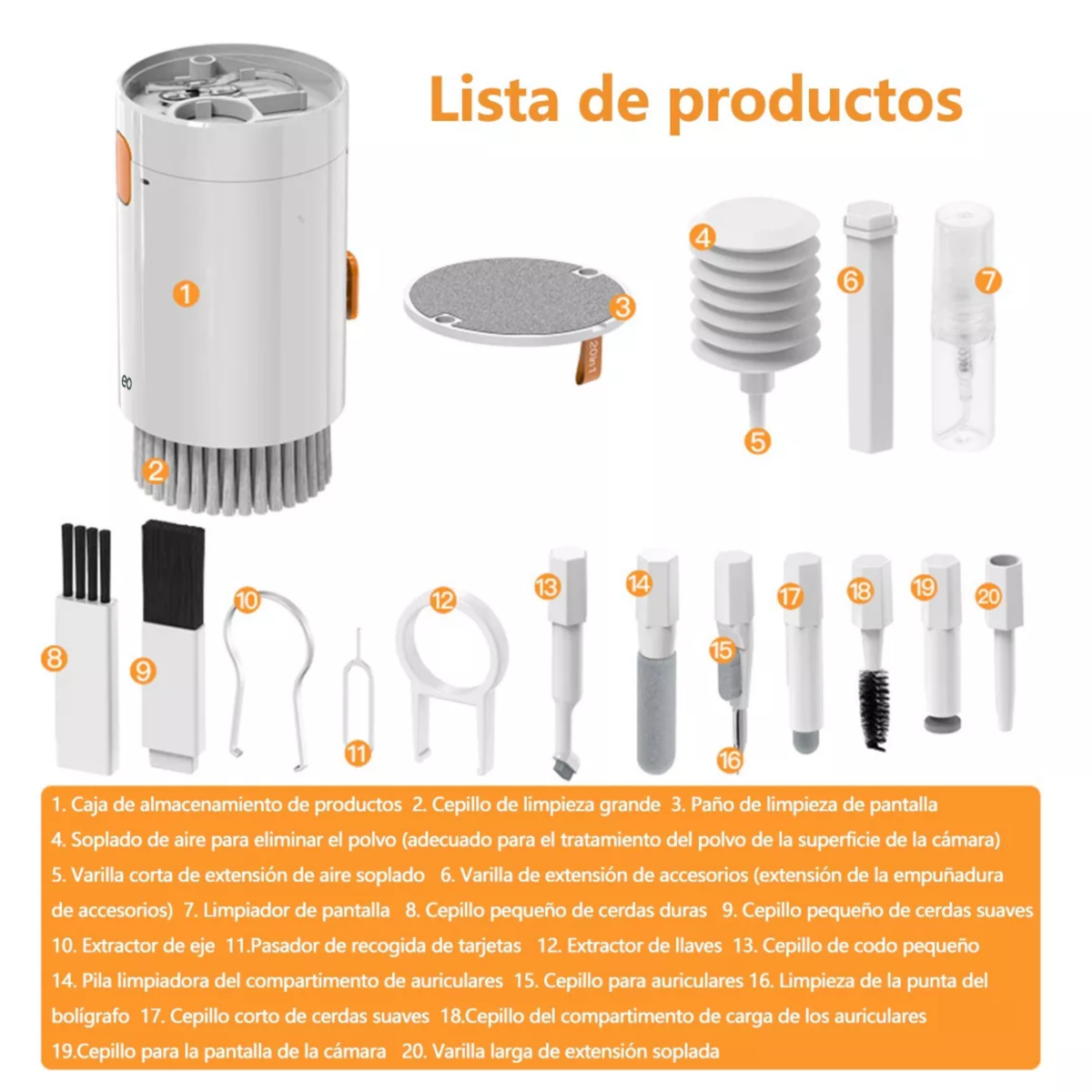 Foto 5 pulgar | 20 En 1 Brochas Limpieza Kit De Limpieza Eo Safe Imports Esi-16000-1 Blanco