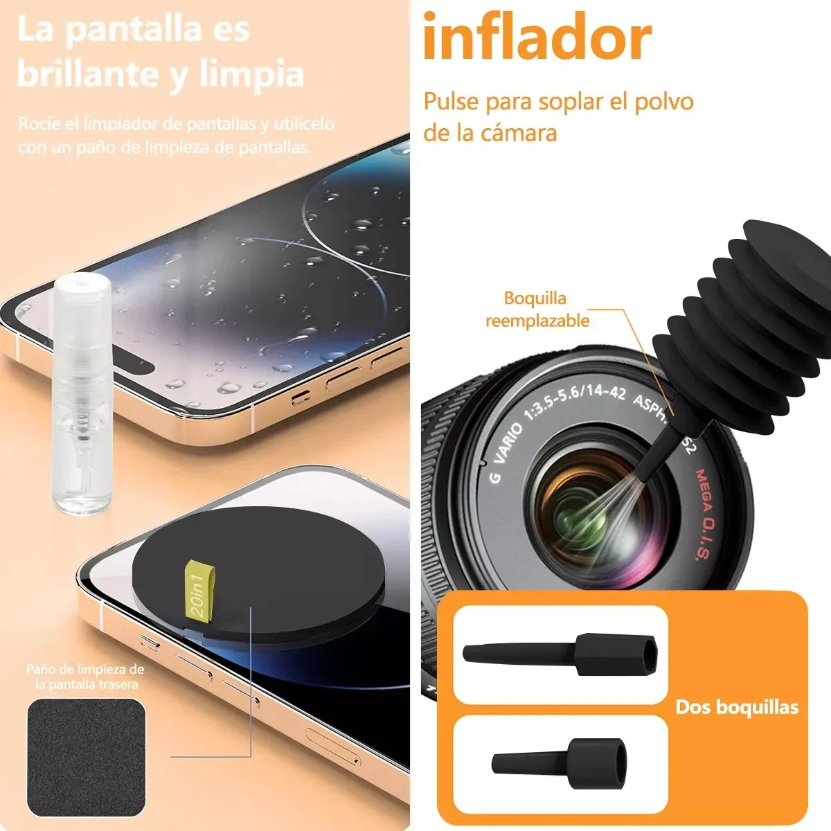 Foto 5 pulgar | 20 En 1 Kit Limpieza Multifuncional Para Teclado Auriculares Eo Safe Imports Esi-20136 Negro