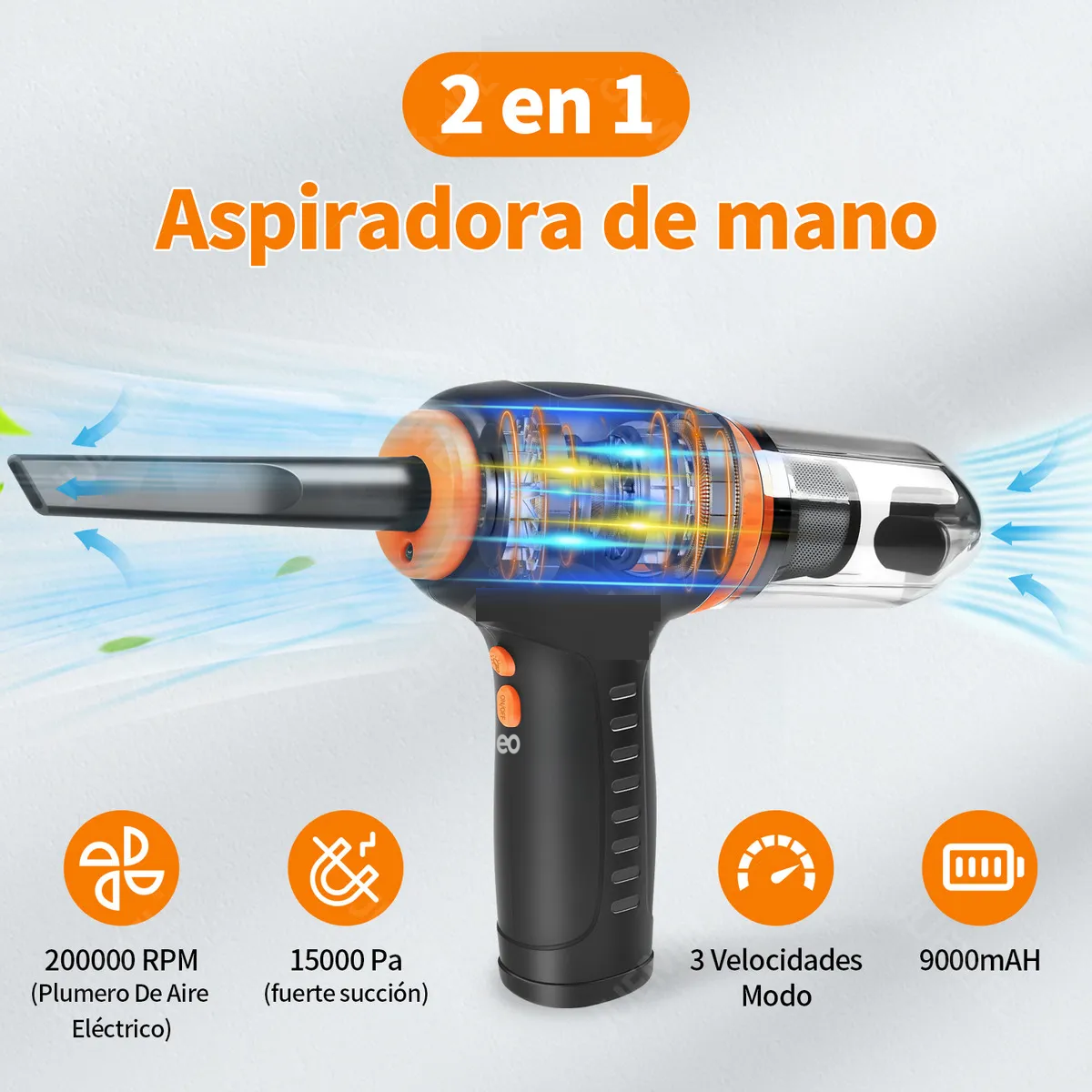 Foto 3 pulgar | Kit Limpieza Pc Inalámbrico Aire Soplador Eo Safe Imports Esi-20135 Negro