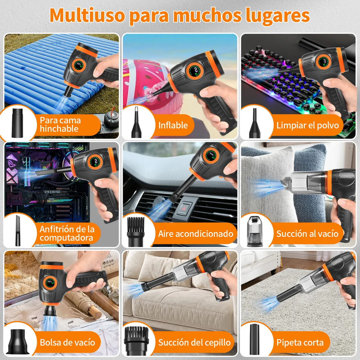 Foto 5 pulgar | Kit Limpieza Pc Inalámbrico Aire Soplador Eo Safe Imports Esi-20135 Negro
