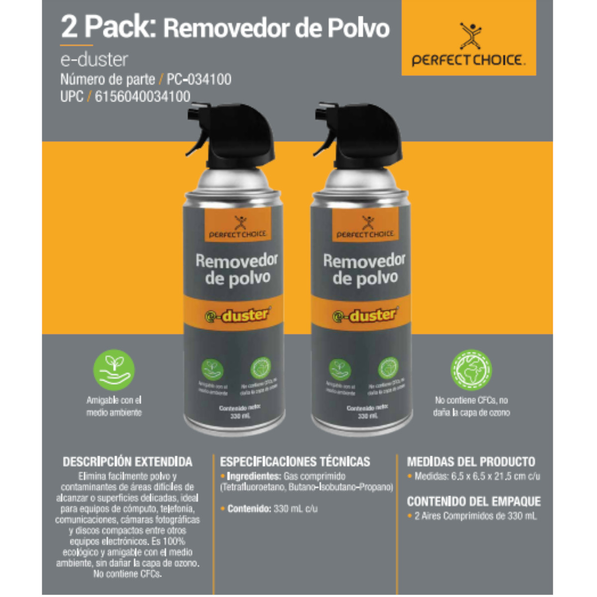 Foto 5 | Aire Comprimido 2 Piezas Perfect Choice Pc-034100 330ml C/u