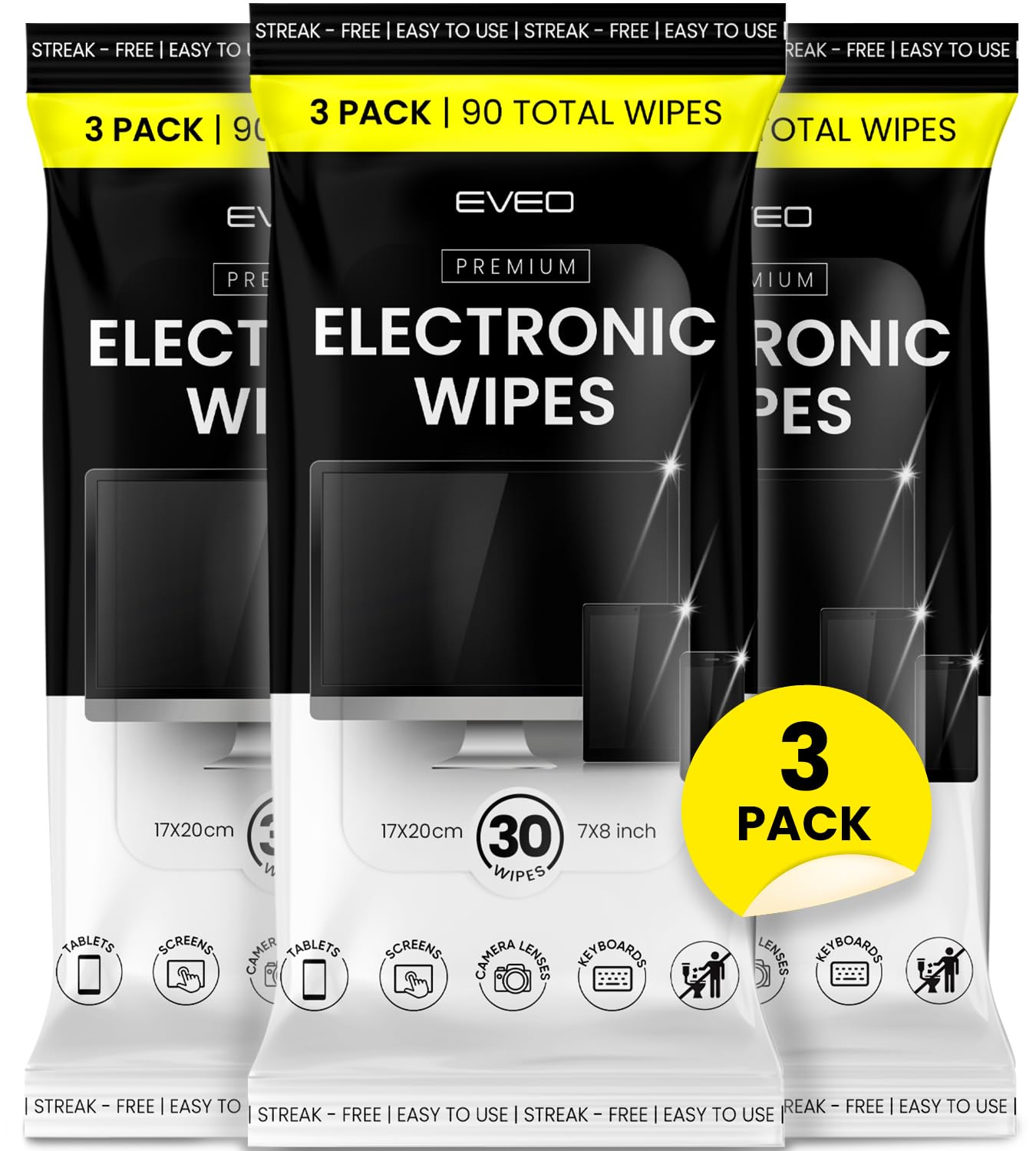 Foto 1 | Toallitas Limpiadoras De Pantalla Eveo Electronic Para Tv, Computadora, Computadora Portátil - Venta Internacional.