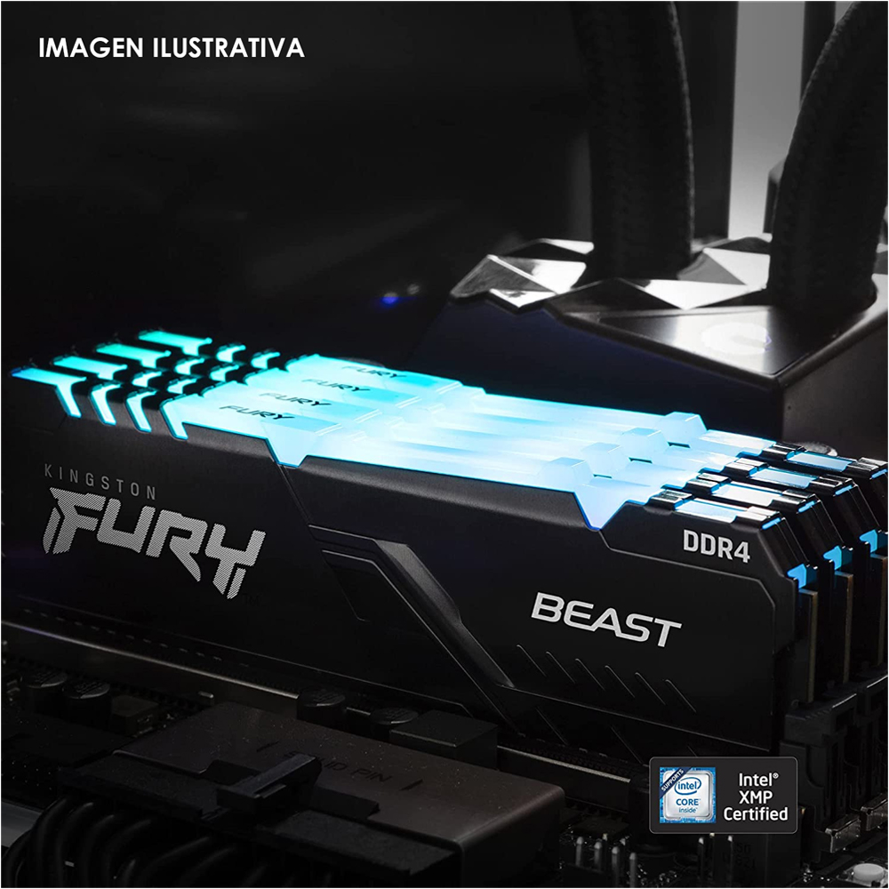 Foto 4 pulgar | Memoria Ram Ddr4 16gb 2666mhz Kingston Fury Beast Rgb 1x16gb Kf426c16bb1a/16 color Negro