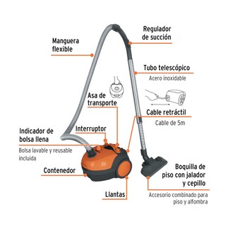 Foto 2 | Aspiradora Canister Truper de 1200W 1.2L y Cable de 5 m