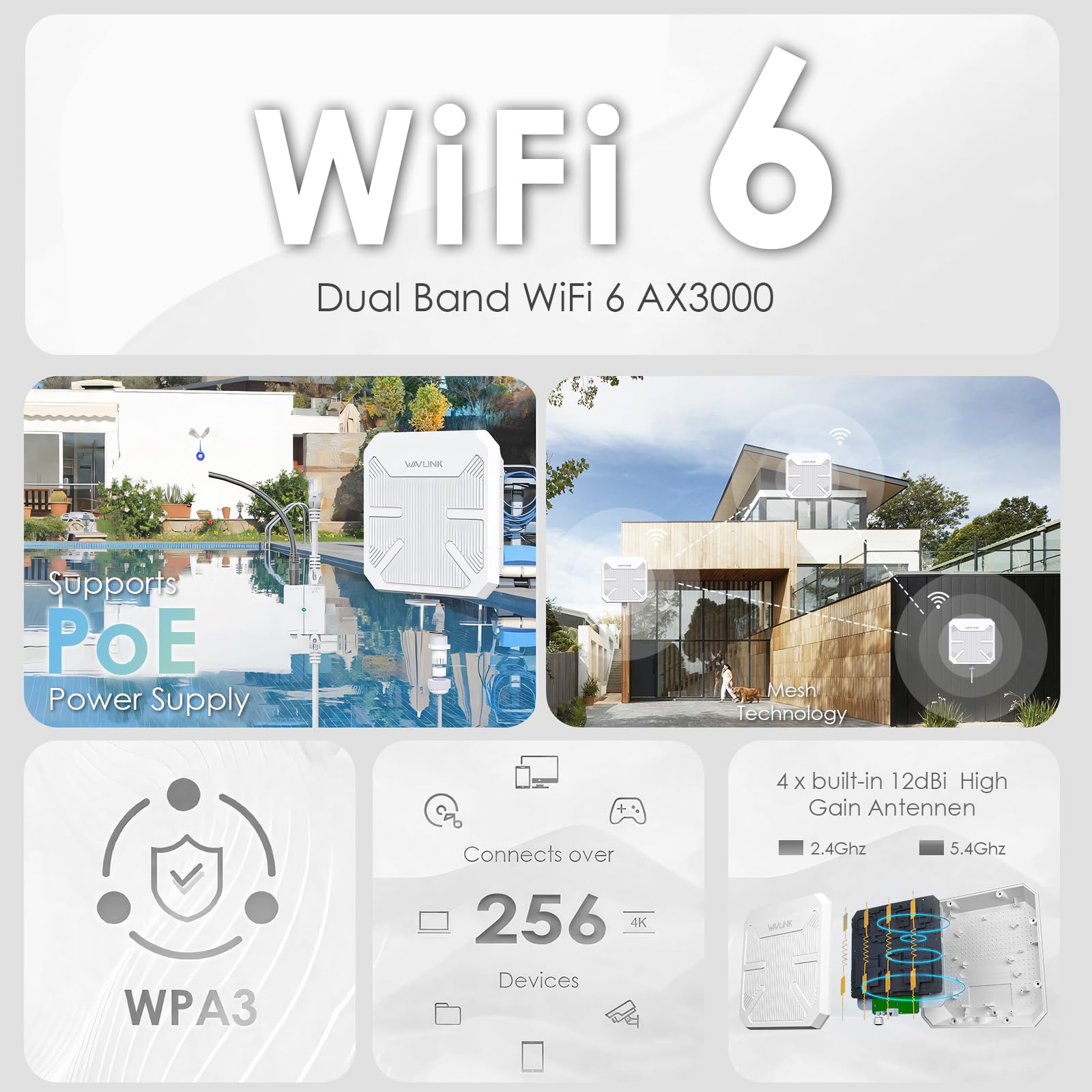 Foto 3 pulgar | Extensor Wifi Para Exteriores Wavlink Ax3000 Wifi 6 Ip67 A Prueba De Agua - Venta Internacional.