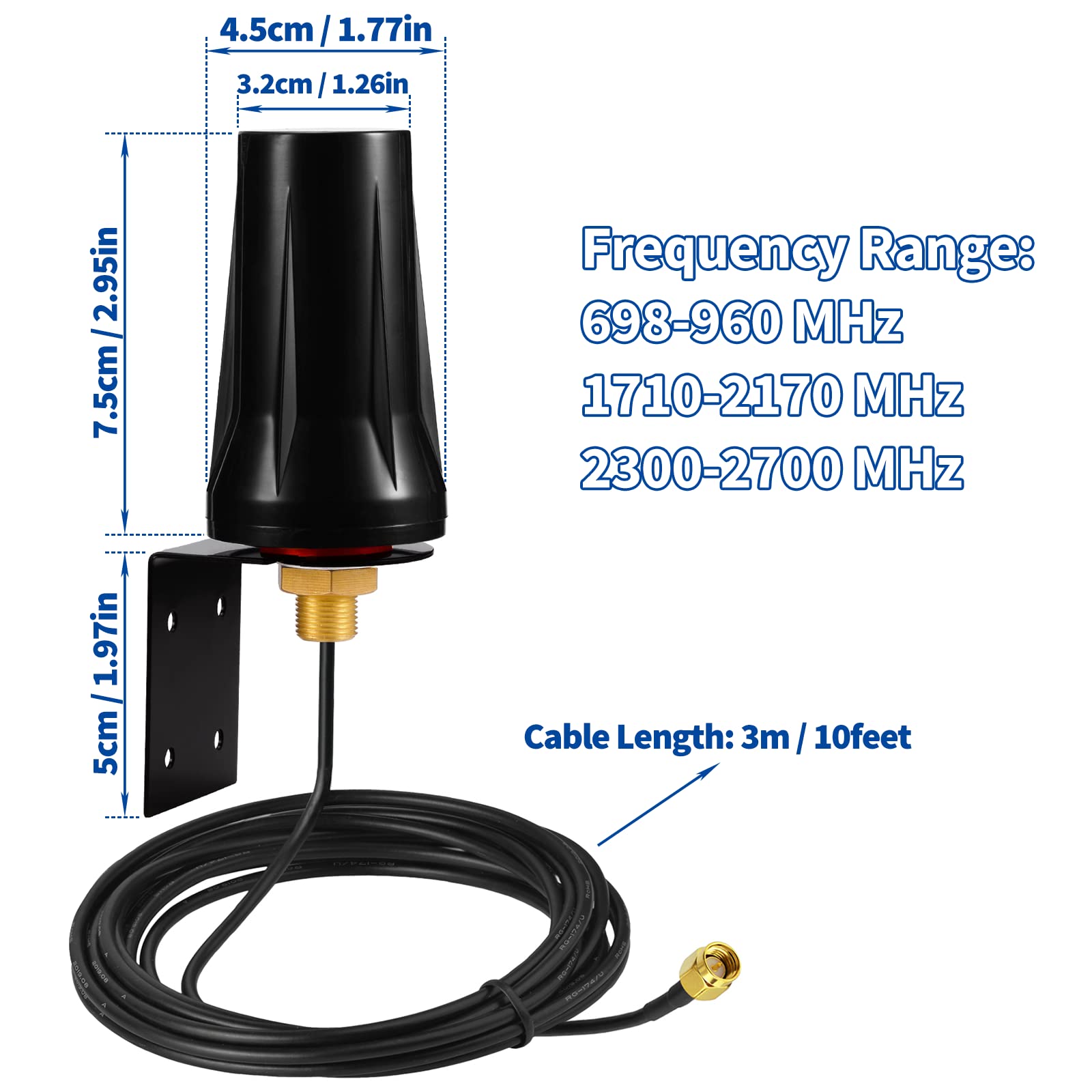 Foto 4 | Antena Bingfu 4g Lte  Soporte De Pared Para Exteriores  Impermeable  Sma  Macho - Venta Internacional.