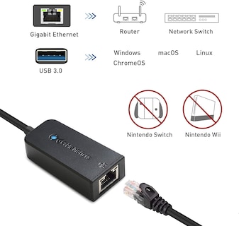 Foto 2 | Adaptador Usb A Ethernet de 10/100/1000 Mbps Negro - Venta Internacional