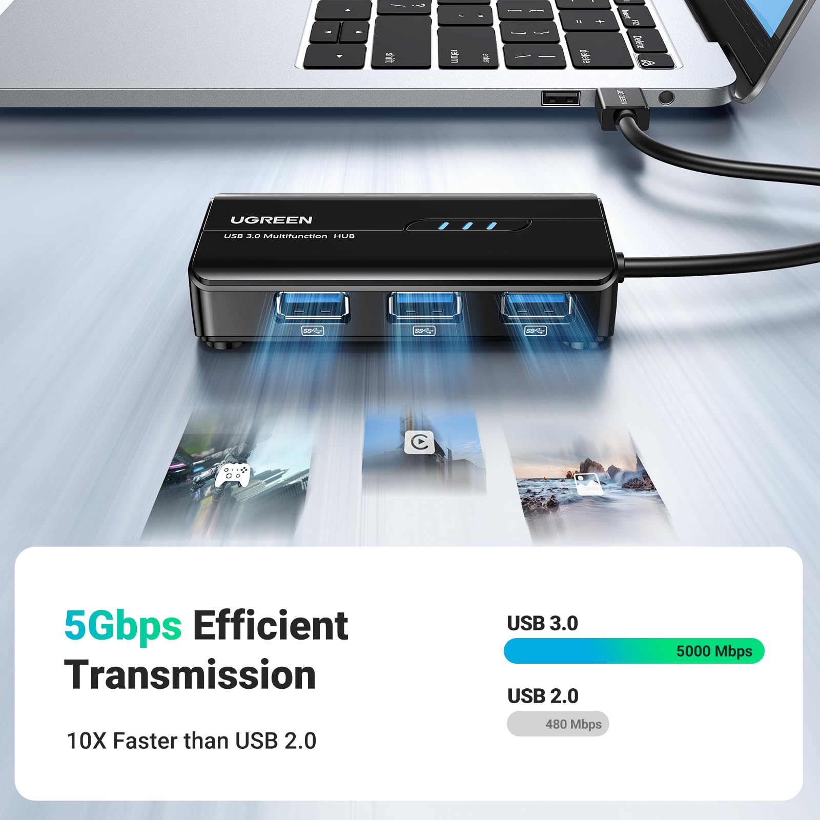 Foto 5 pulgar | Adaptador Ethernet Hub Usb 3.0 Ugreen 5 En 1 Con 3 Usb 3.0 - Venta Internacional.