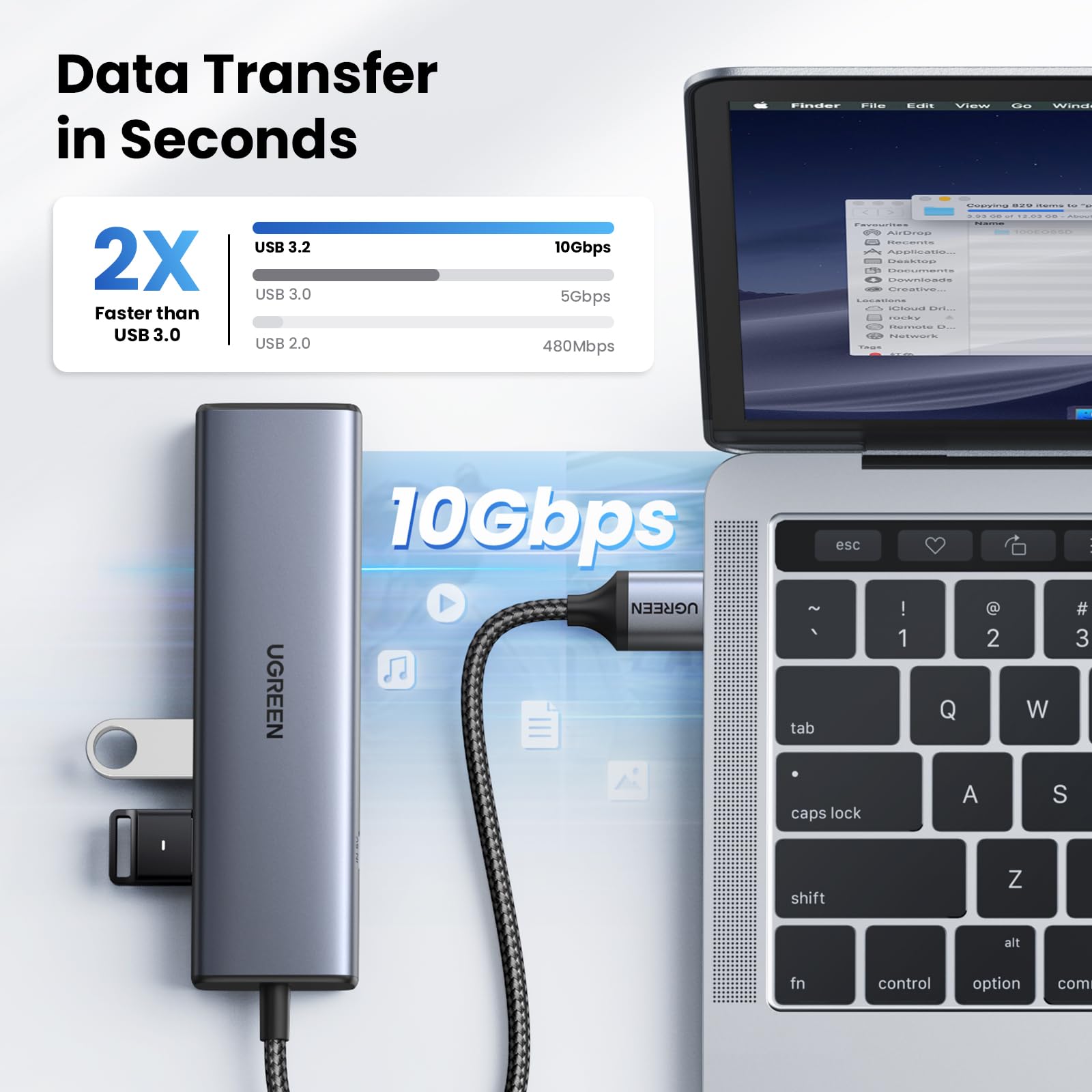 Foto 3 | Adaptador Usb A Ethernet Hub Usb 5 En 1 Ugreen Con Ethernet - Venta Internacional.