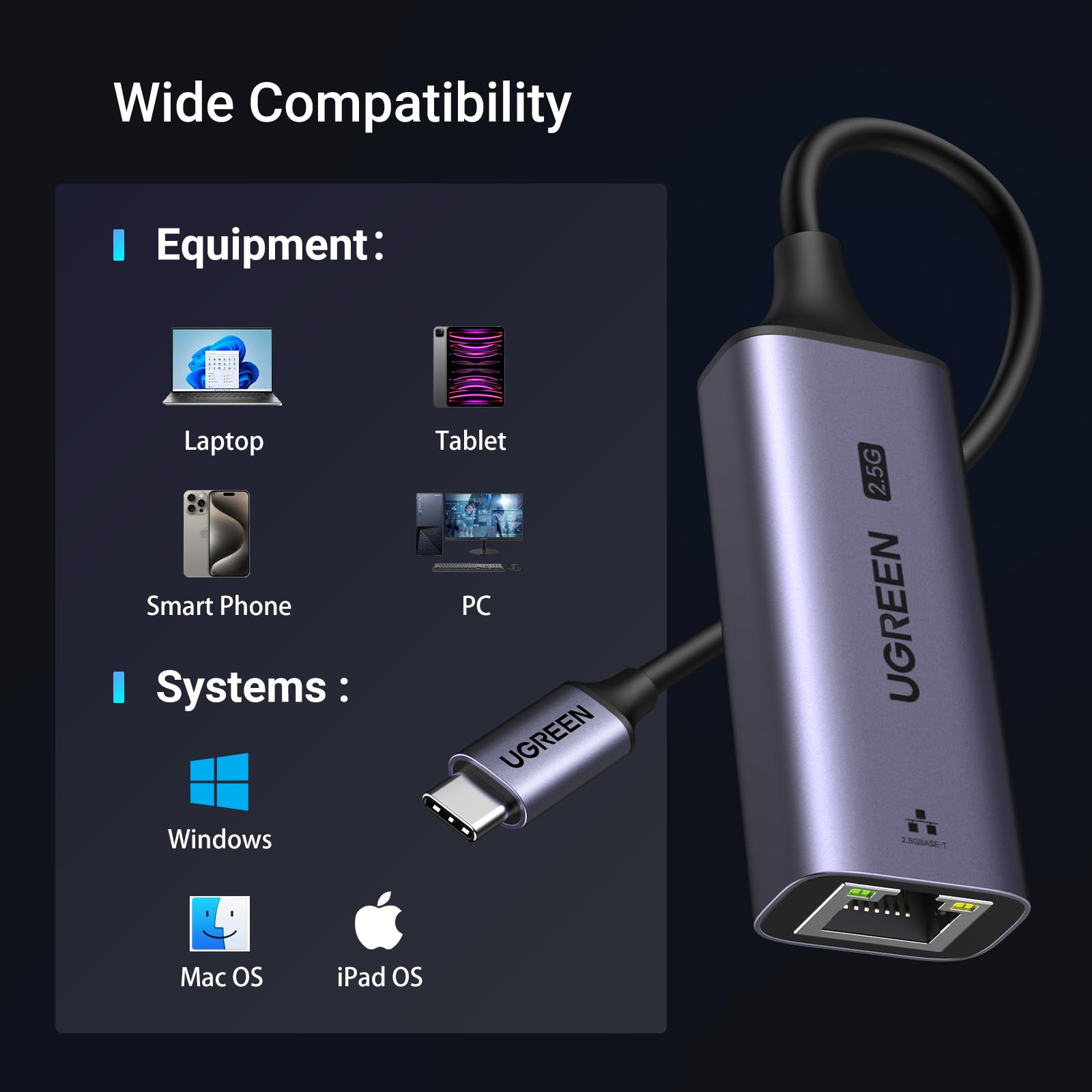 Foto 7 pulgar | Adaptador Ethernet Ugreen Usb C A Ethernet 2.5g Para Portátil - Venta Internacional.