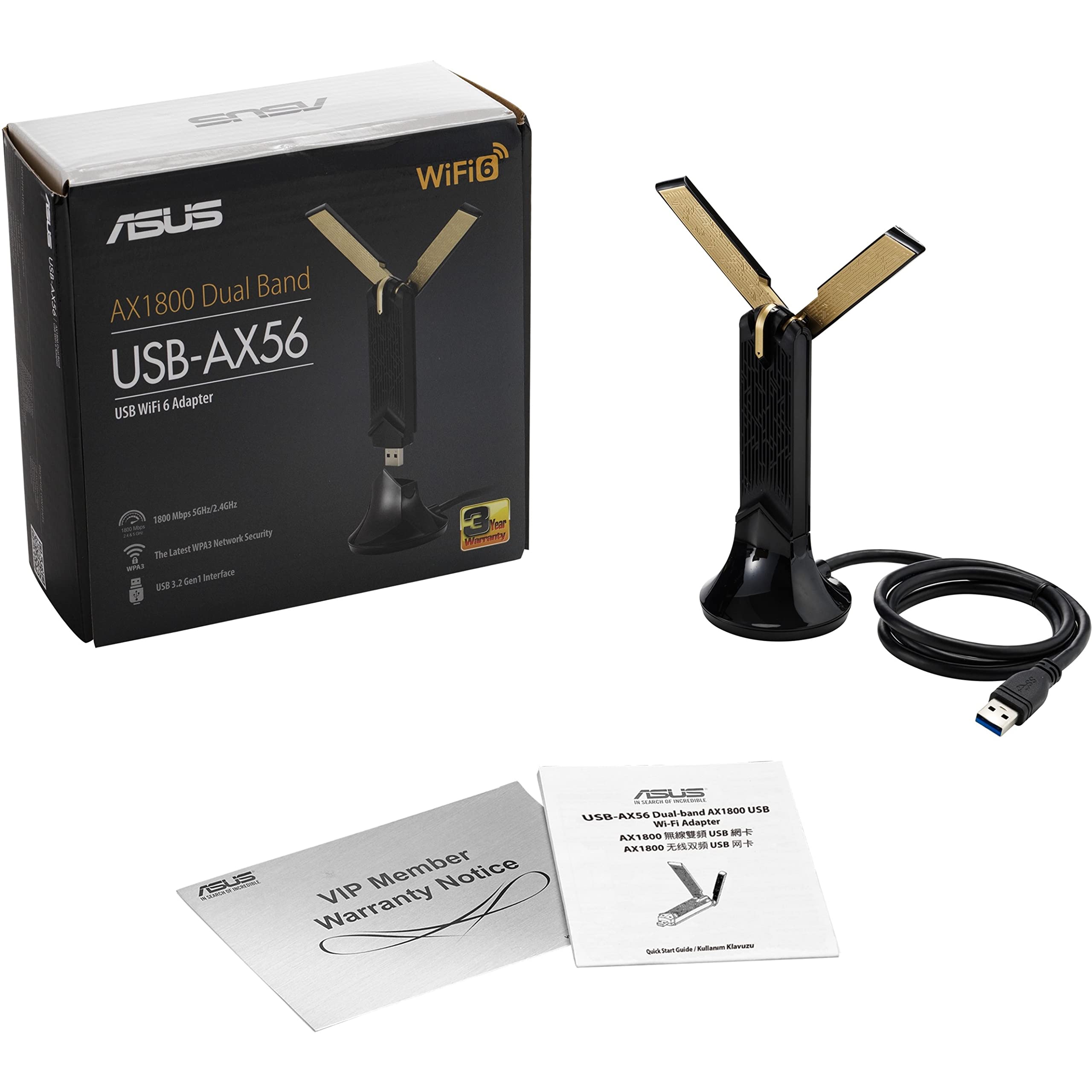 Foto 2 pulgar | Adaptador Wifi Asus USB Wifi 6 Ax1800 de Doble Banda USB-AX56 Negro - Venta Internacional