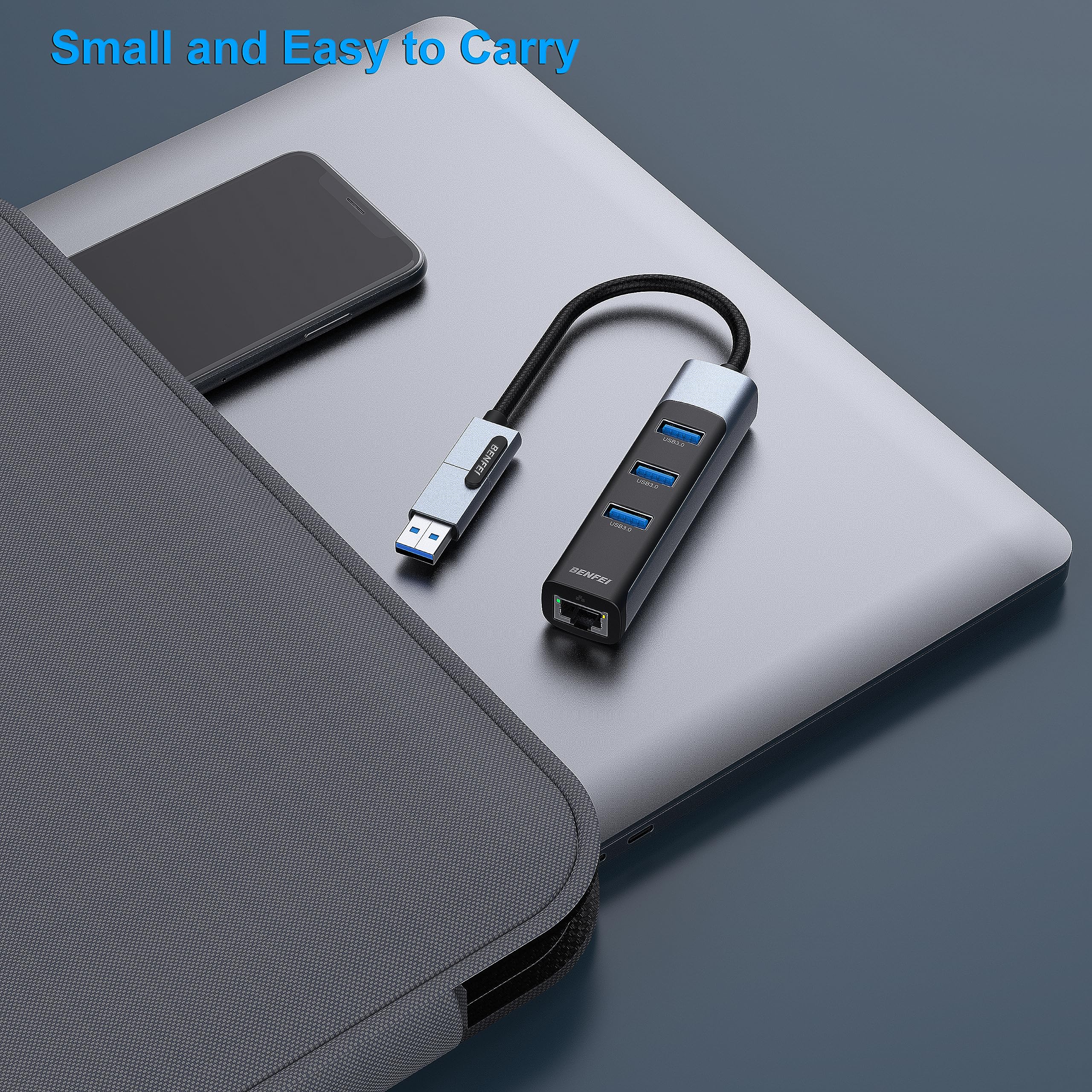 Foto 6 pulgar | Adaptador Ethernet Benfei 2 En 1 Usb-c/usb 3.0 Con 3 Puertos Usb 3.0 - Venta Internacional.