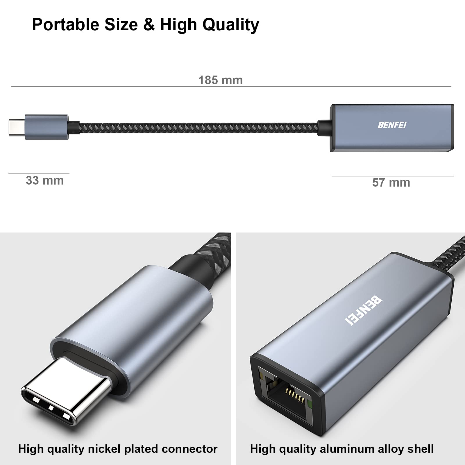 Foto 7 pulgar | Adaptador Usb-c A Ethernet Benfei Usb Tipo C A Rj45 - Venta Internacional.