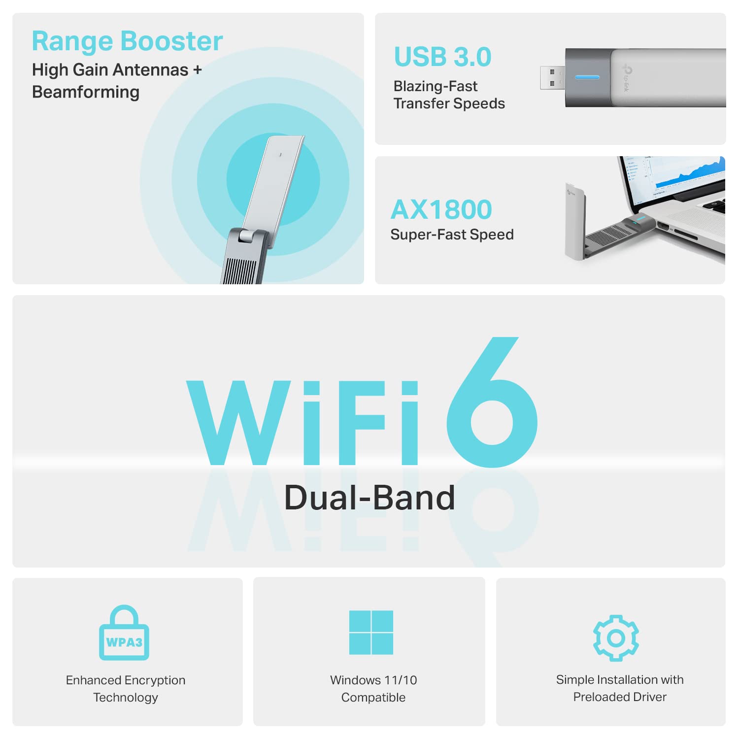 Foto 3 pulgar | Adaptador Usb Wifi 6 Tp-link Ax1800 Archer Tx21uh Para Escritorio - Venta Internacional.