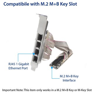 Foto 6 | Tarjeta Ethernet Io Crest De 4 Puertos Gigabit M.2 M+b Key Si-pex24092 - Venta Internacional.