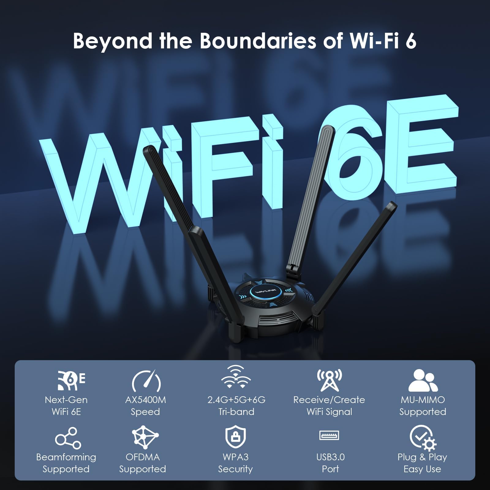 Foto 3 | Adaptador Wifi Usb Wavlink Ax5400 Wifi 6 Tri-band Para Pc - Venta Internacional.