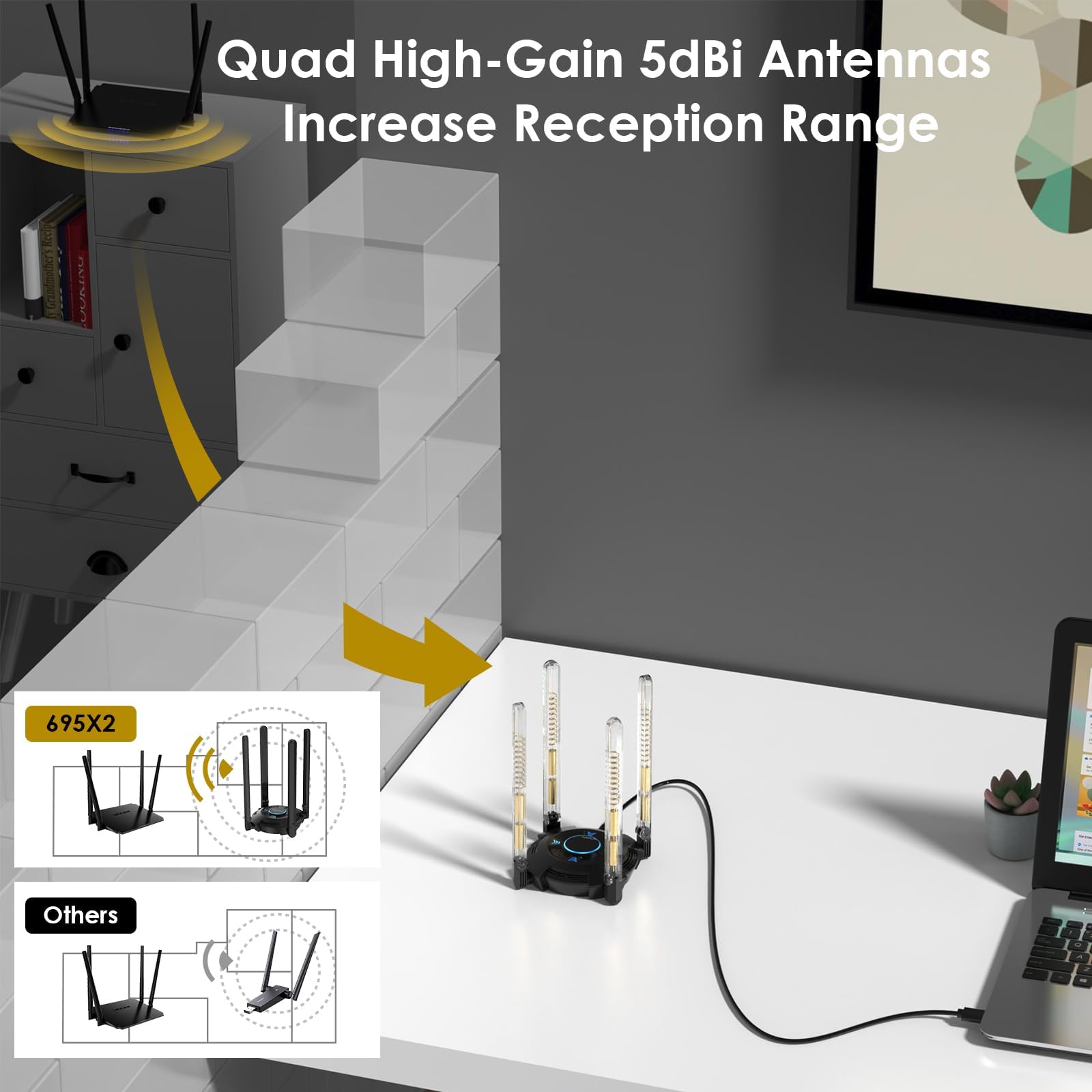 Foto 7 pulgar | Adaptador Wifi Usb Wavlink Ax5400 Wifi 6 Tri-band Para Pc - Venta Internacional.
