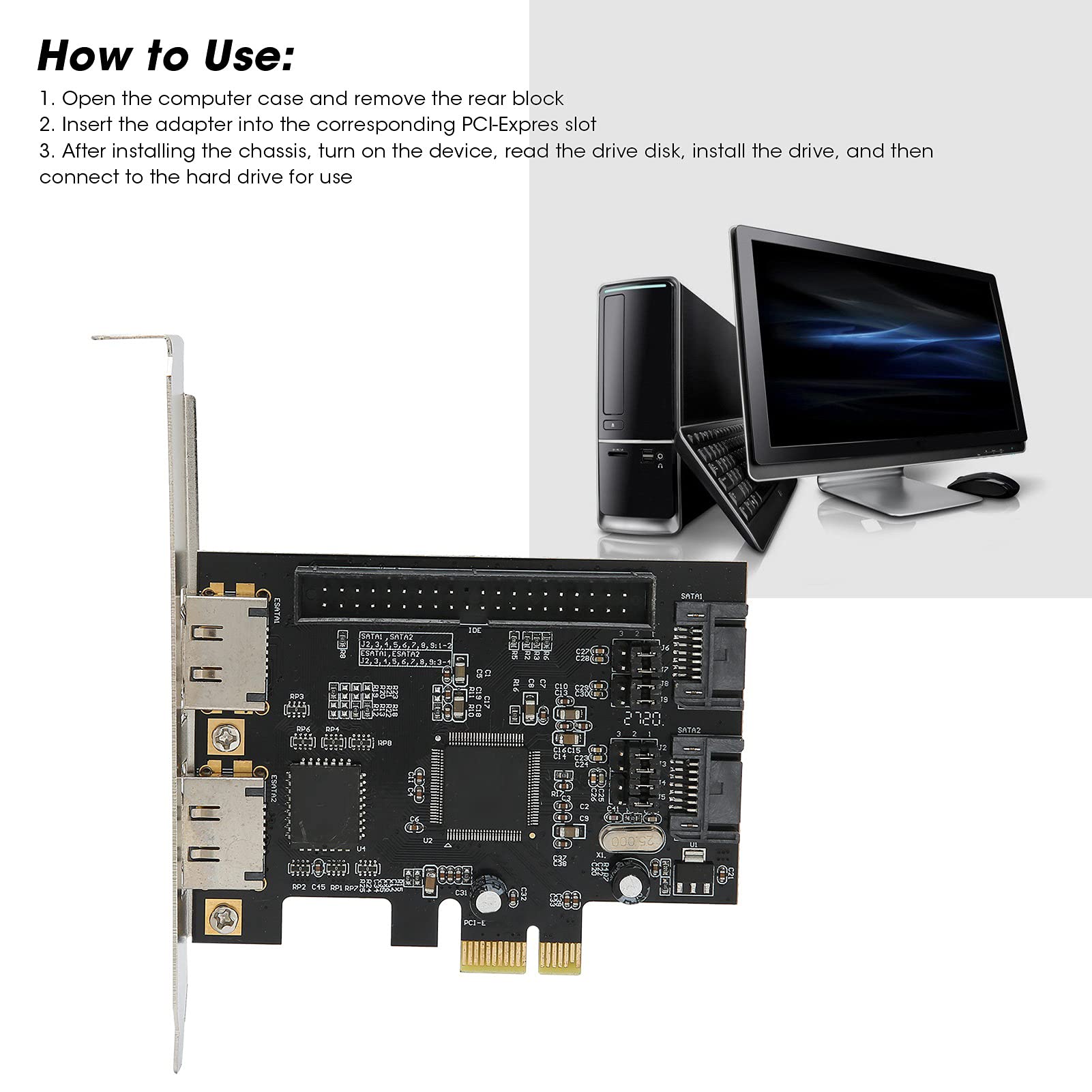 Foto 5 pulgar | Tarjeta Adaptadora Ashata Sata Pci Express A Sata Esata Ide De 3 Gb/s - Venta Internacional.